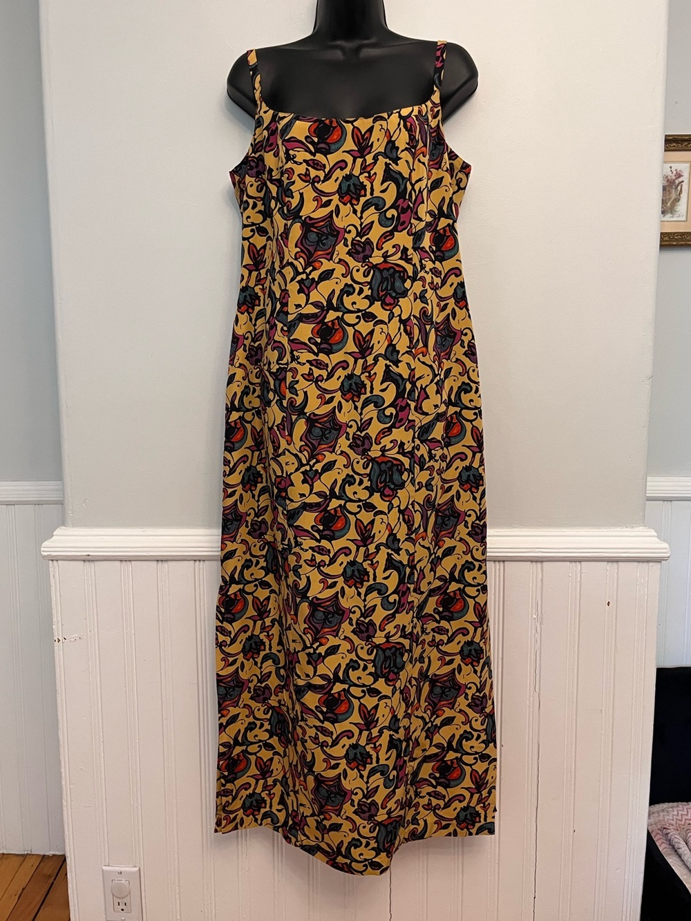 Vintage 90s Susan Gillis-Browne Floral Midi Sundress with Side Slits, Size 6